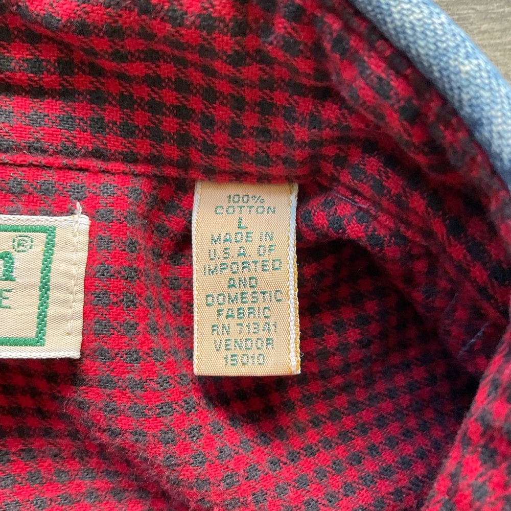 VTG LL Bean Flannel Lined Denim Shirt Shacket Men’s LARGE Blue MADE IN USA - Picture 7 of 13